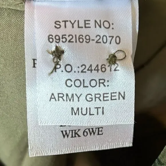 Paige Vittoria Mini Multi Green Dress Long Sleeve Army Size XL - Picture 15 of 17